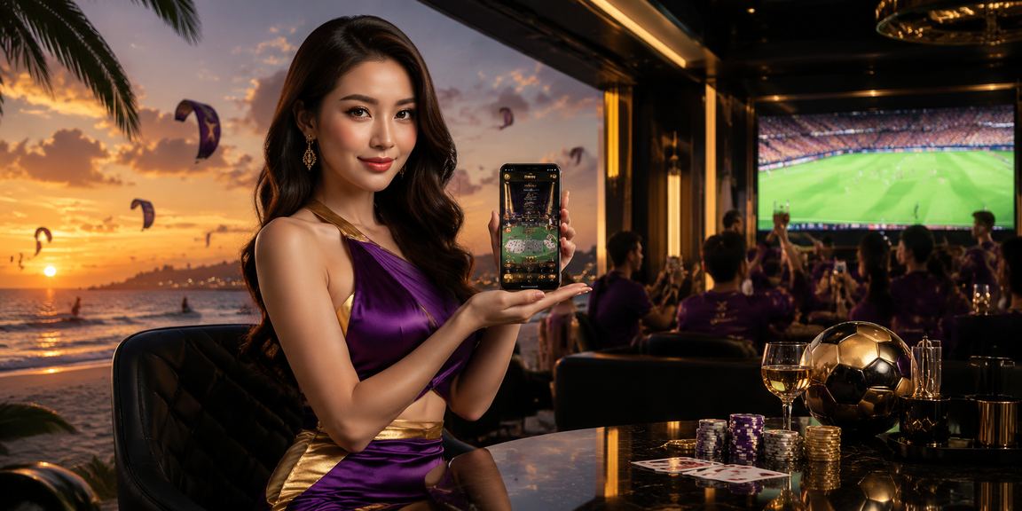 Người dùng Mũi Né thưởng thức game bài trực tuyến với cảnh biển thư giãn làm nền