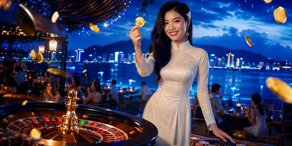 Người chơi mặc áo dài thưởng thức roulette tại Nha Trang
